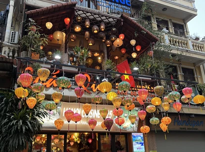Hanoi lanterns over a local restaurant