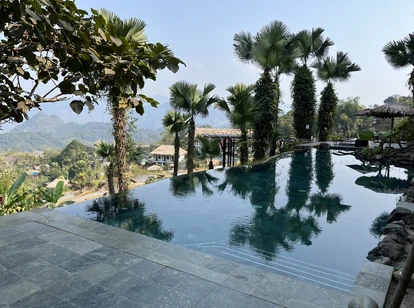 Rooftop mountaintop pool in Vietnam