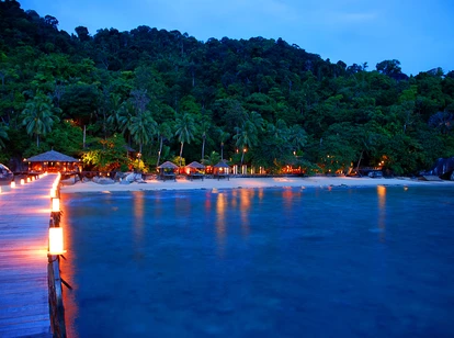 Lantern lit jetty in Malaysia
