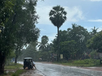 Siem Reap during a rainstorm in wet season 
