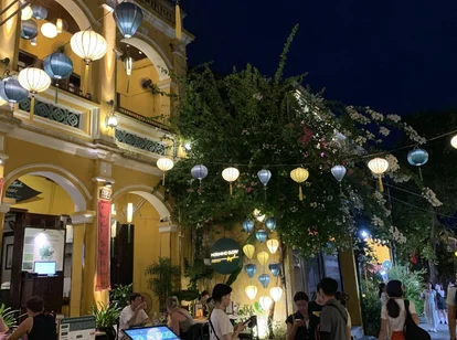 A street in Hoi An city lined with lanterns