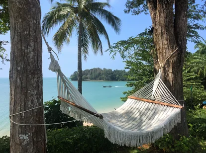 A lone hammock in Koh Samui during sunny season Thailand