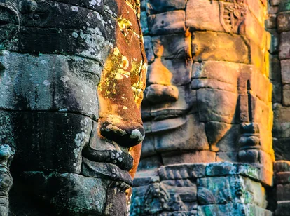 Face carvings in a temple in Angkor Wat