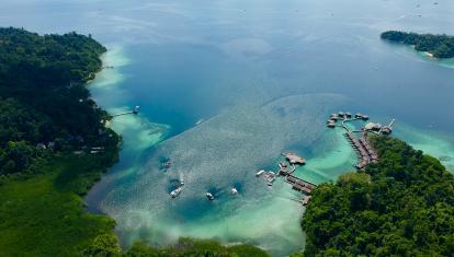 Aerial view of Gaya Island