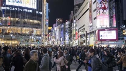 Crowds of people at Shibuya Crossing