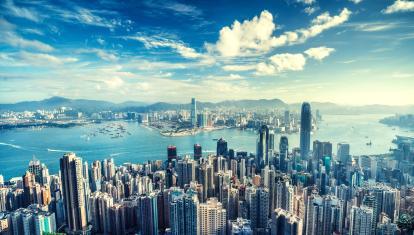 Hong Kong skyline at sunrise