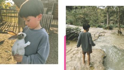 Child Enjoying Family Adventure Laos and Thailand Kuang Si Waterfalls