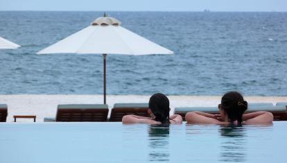 Relaxing in the pool in Phu Quoc, Vietnam