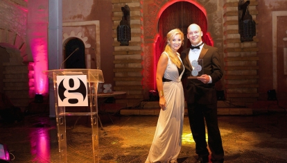 TV's Helen Skelton gets to meet InsideAsia's James Mundy twice at the Guardian Travel Awards