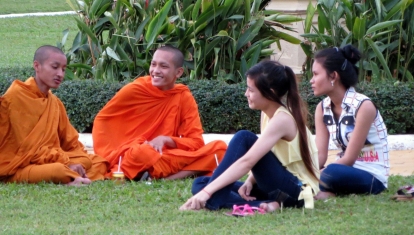 Monks with friends