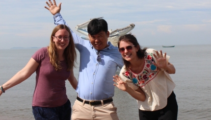 Charlotte and Georgia with guide in Kep (2)