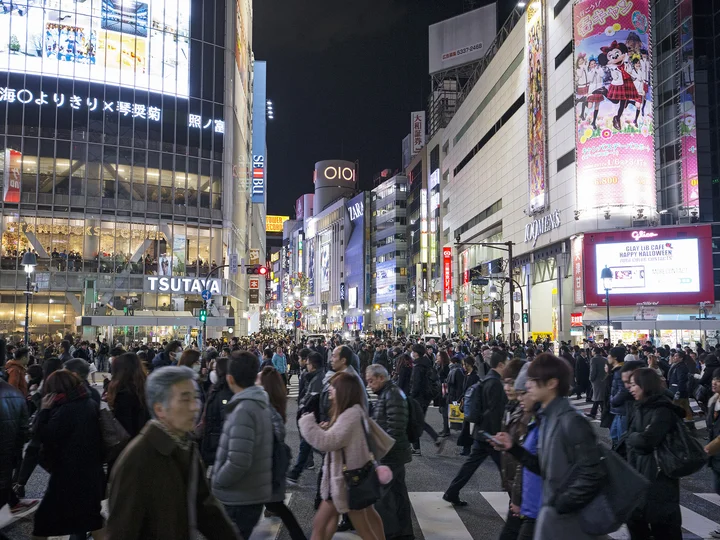 Crowds of people at Shibuya Crossing 
