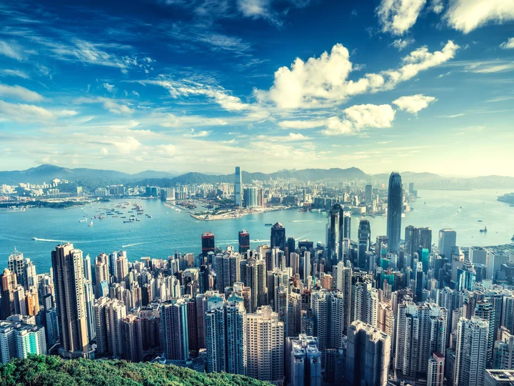 Hong Kong skyline at sunrise 