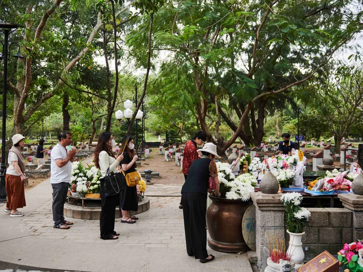 Vietnamese people at Con Son’s Hang Duong cemetery laying chrysanthemums, lotus flowers and paper tributes at the grave of Vo Thi Sau – a resistance fighter who became the youngest woman to be executed on Con Dao in 1952, at just 19 years old. 