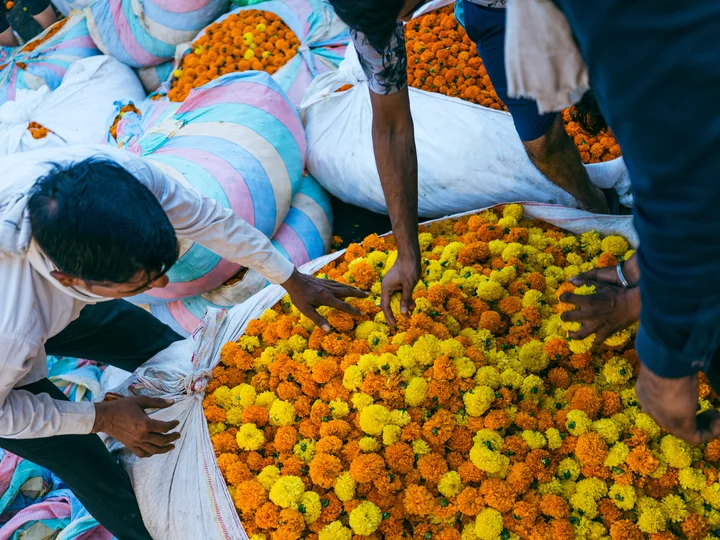Flowers at a market in Mumbai