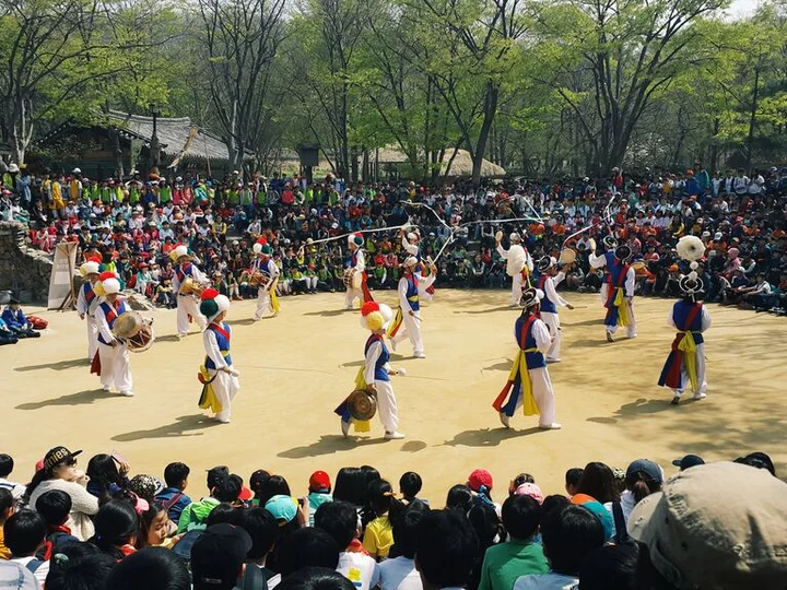 Korean folk village dancers