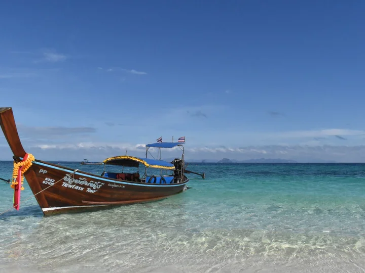 Boat off the beach in Krabi