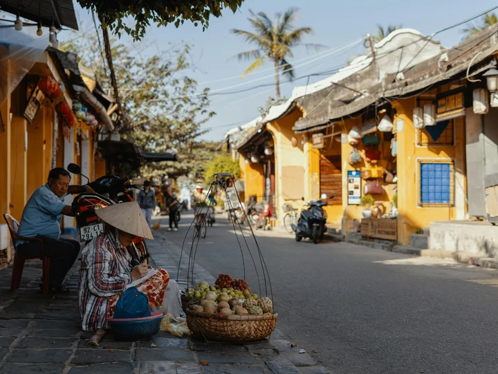 Street Scene with fruit seller