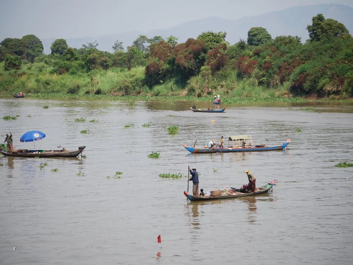 Cambodian fisherman on the Mekong River
