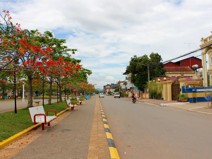 Wide roads in Kampot, Cambodia