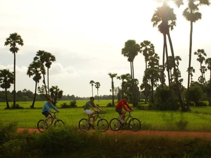 Cycling on islands near Phnom Penh Cambodia