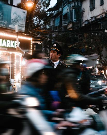 Busy streets of Hanoi Vietnam