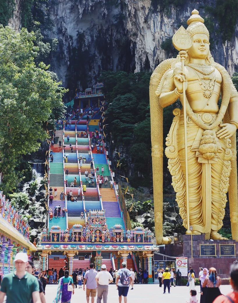 Colourful steps leading up to the Batu Caves, Malaysia