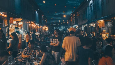 Eating street food in Kuching