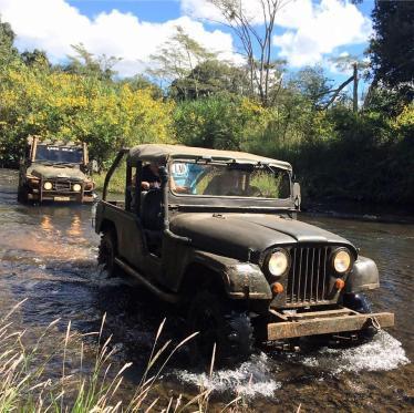 Driving a jeep in Bolaven Plateau