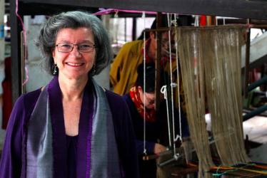 Carol Cassidy in her workshop in Vientiane