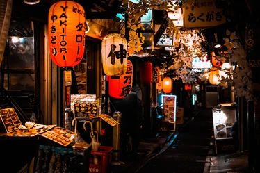 Lanterns outside izakaya in backstreet of Tokyo 