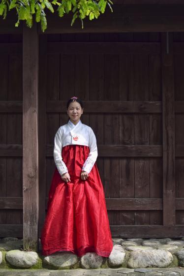 Girl wearing traditional Korean dress