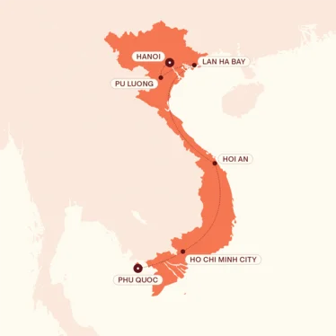 Map showing the solo Vietnam route