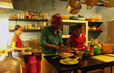 Cooking in the kitchen