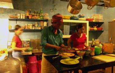 Cooking in the kitchen