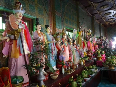 The Great Nats are represented by brightly coloured statues at Mount Popa