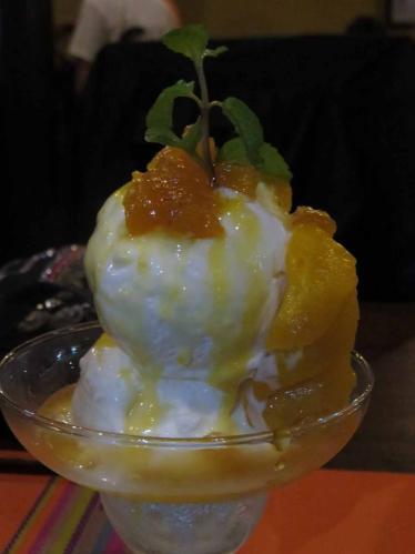 Coconut Ice Cream parfait with Pineapple Drizzle