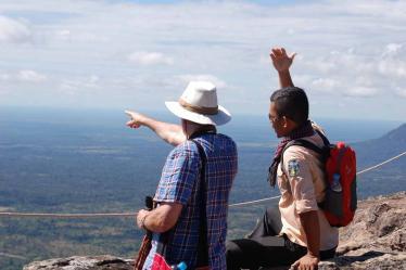 Andy with our lovely guide Bunthan – the fount of all knowledge and a firm friend by the end of our week with him.