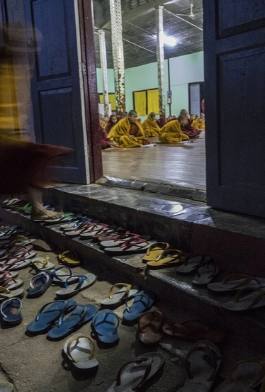 Late for morning prayers, Burma
