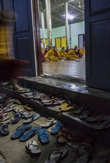 Late for morning prayers, Burma
