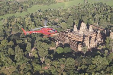 Helicopter over Angkor, Cambodia